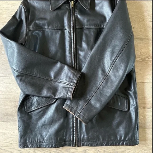 Vintage J. Crew Genuine Thick Leather Jacket Classic Fit - Picture 4 of 12